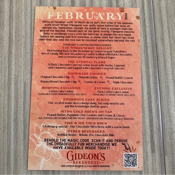 Gideons Bakehouse February 2023 Santa Menu Card, New - Picture 2 of 2